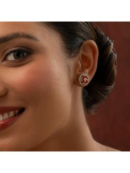 Voylla - Gold Elegance Crystal Bloom Cz Stud Earrings