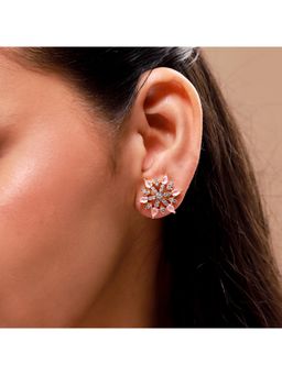 Voylla - Gold Elegance Rosette Brilliance Star Stud Earrings