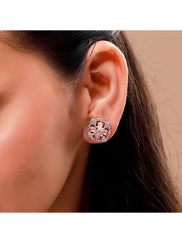 Voylla - Gold Elegance Blush Petal Halo Stud Earrings