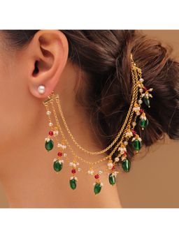 Voylla - Pearl Elegance Royal Drop Earrings Chain