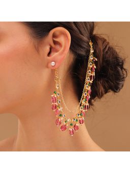 Voylla - Pearl Elegance Royal Drop Ethnic Earrings Chain