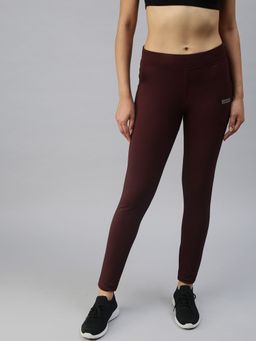 SHOWOFFFF - Women Slim Fit Burgundy Solid Track Pants