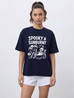 MIXT by Nykaa Fashion - Women Cotton Round Neck Half Sleeve Oversized T-Shirt