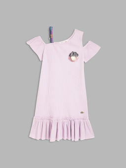 Elle Kids - Girls Purple Solid Dress