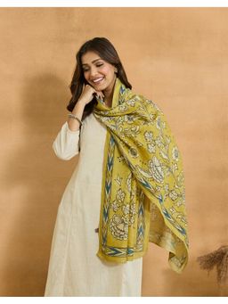 Fabindia - Olive Cotton Silk Kalamkari Printed Stole