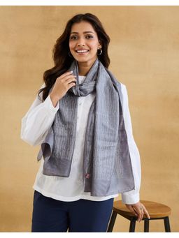 Fabindia - Grey Silk Symphony Hand Block Printed Stole
