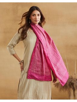 Fabindia - Magenta Silk Symphony Hand Block Printed Stole