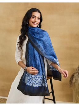 Fabindia - Blue Silk Printed Stole