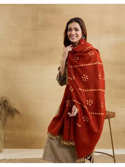 Fabindia - Rust Wool Blend Bandhani Shawl