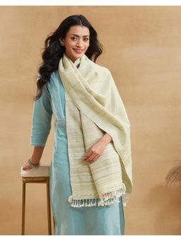 Fabindia - Beige Wool Blend Embroidered Stole