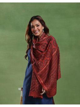 Fabindia - Red Viscose Hand Block Printed Stole