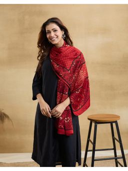 Fabindia - Red Viscose Hand Block Printed Stole