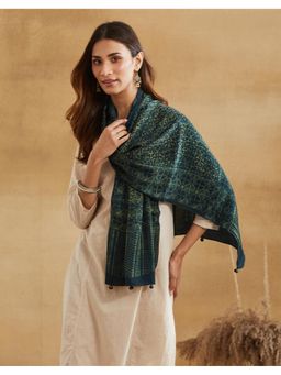 Fabindia - Green Viscose Dabu Printed Stole