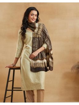 Fabindia - Brown Viscose Hand Block Printed Stole