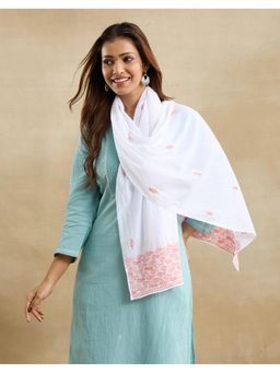 Fabindia - White Cotton Chikankari Stole