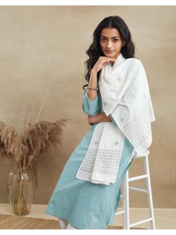 Fabindia - Green Cotton Chikankari Stole