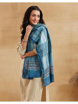 Fabindia - Blue Silk Symphony Hand Block Printed Stole