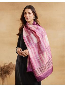 Fabindia - Pink Silk Hand Block Printed Stole