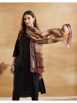 Fabindia - Brown Silk Hand Block Printed Stole