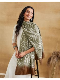Fabindia - Green Silk Bandhani Stole