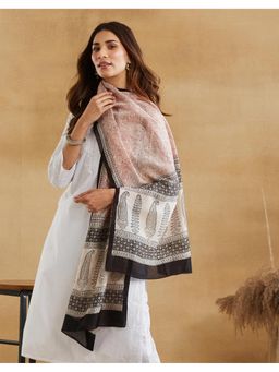 Fabindia - Off White Cotton Silk Bagh Printed Stole