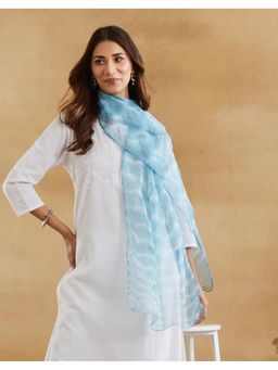 Fabindia - Blue Cotton Silk Tie & Dye Stole