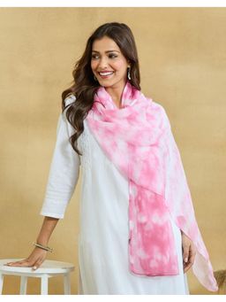 Fabindia - Pink Cotton Silk Tie & Dye Stole