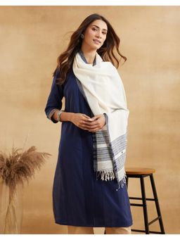 Fabindia - Off White Cotton Hand Woven Stole