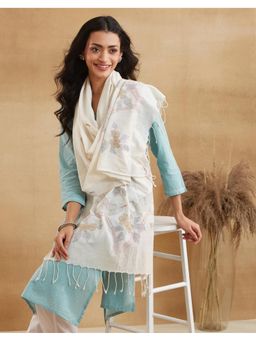 Fabindia - Off White Cotton Kantha Stole