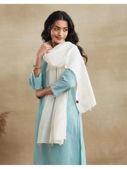 Fabindia - White Cotton Silk Chikankari Stole
