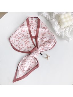 CrossKulture - Floral Printed Satin Scarf - Mauve