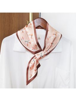 CrossKulture - Floral Printed Satin Scarf - Brown