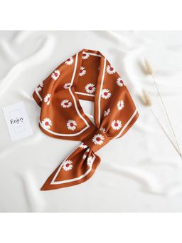 CrossKulture - Floral Printed Satin Scarf - Mustard