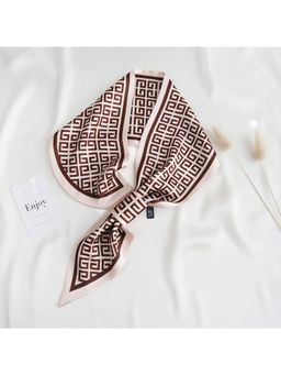 CrossKulture - Floral Printed Satin Scarf - Brown