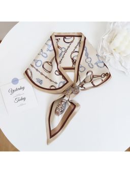 CrossKulture - Floral Printed Satin Scarf - Brown