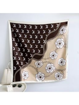CrossKulture - Women Floral Printed Scarf - Brown