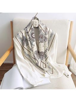 CrossKulture - Women Floral Printed Scarf - Off White