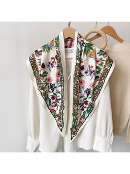 CrossKulture - Womens Floral Print Scarf - White