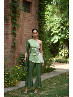 Dorabi - Ela Women Green Satin Top with Pant