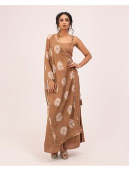 Dorabi - Kashvi Women Brown Satin Top with Palazzo and Shrug