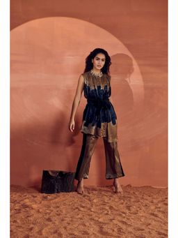 Dorabi - Miraya Women Bronze Satin Top with Pant and Belt