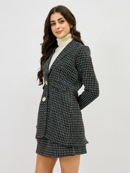 AAREIN - Tweed Black Blazer with Skirt