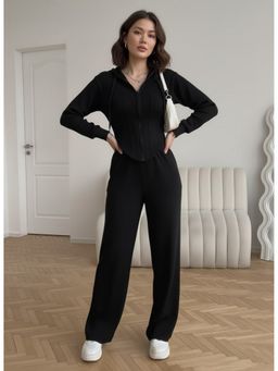 AAREIN - Solid Hooded Black Co-Ord Set