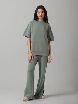 NeceSera - Green Pure Cotton Terry Acid Wash Co-Ord Set