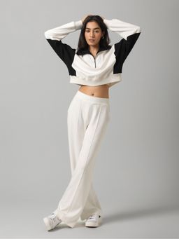NeceSera - Cloudman Off-White Colourblock Crop Top with Pant