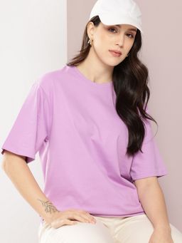 DILLINGER - Women Oversized Half Sleeve Lavender T-Shirt