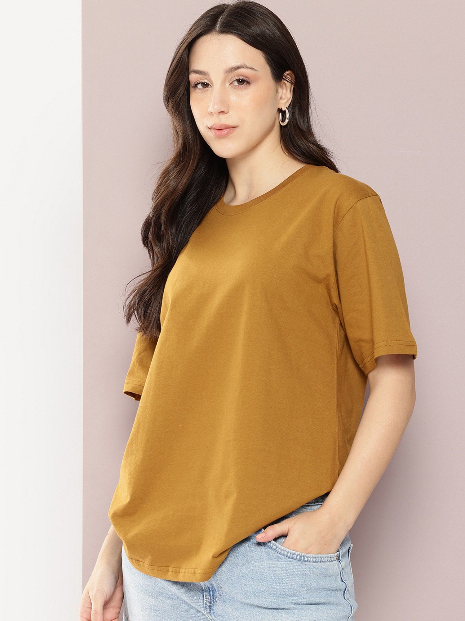 dillinger Women Oversized Half Sleeve Mustard T-Shirt-picture-27
