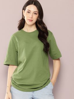 DILLINGER - Women Oversized Half Sleeve Green T-Shirt