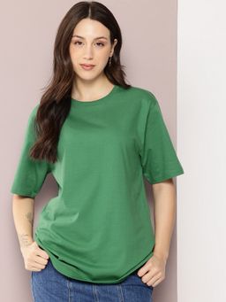 DILLINGER - Women Oversized Half Sleeve Green T-Shirt