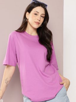 DILLINGER - Women Oversized Half Sleeve Pink T-Shirt